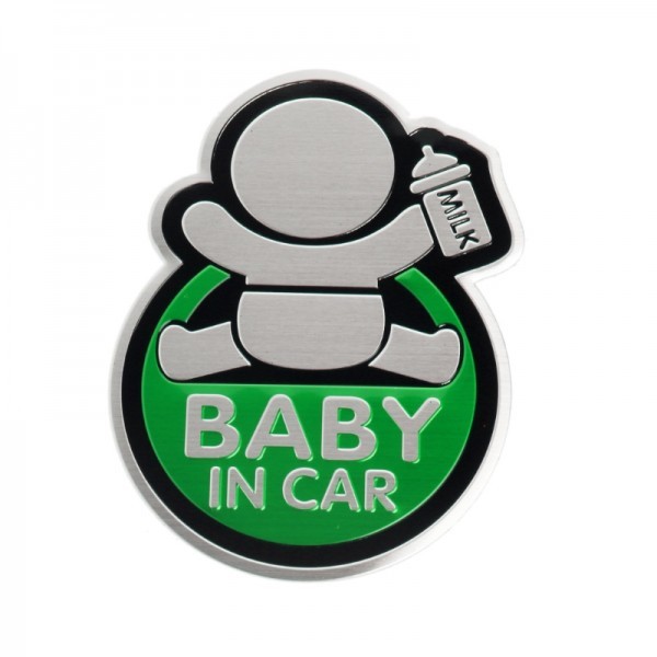 アルミステッカー 車 赤ちゃんが乗っています Baby In Car 約10cm 7 3cm 緑