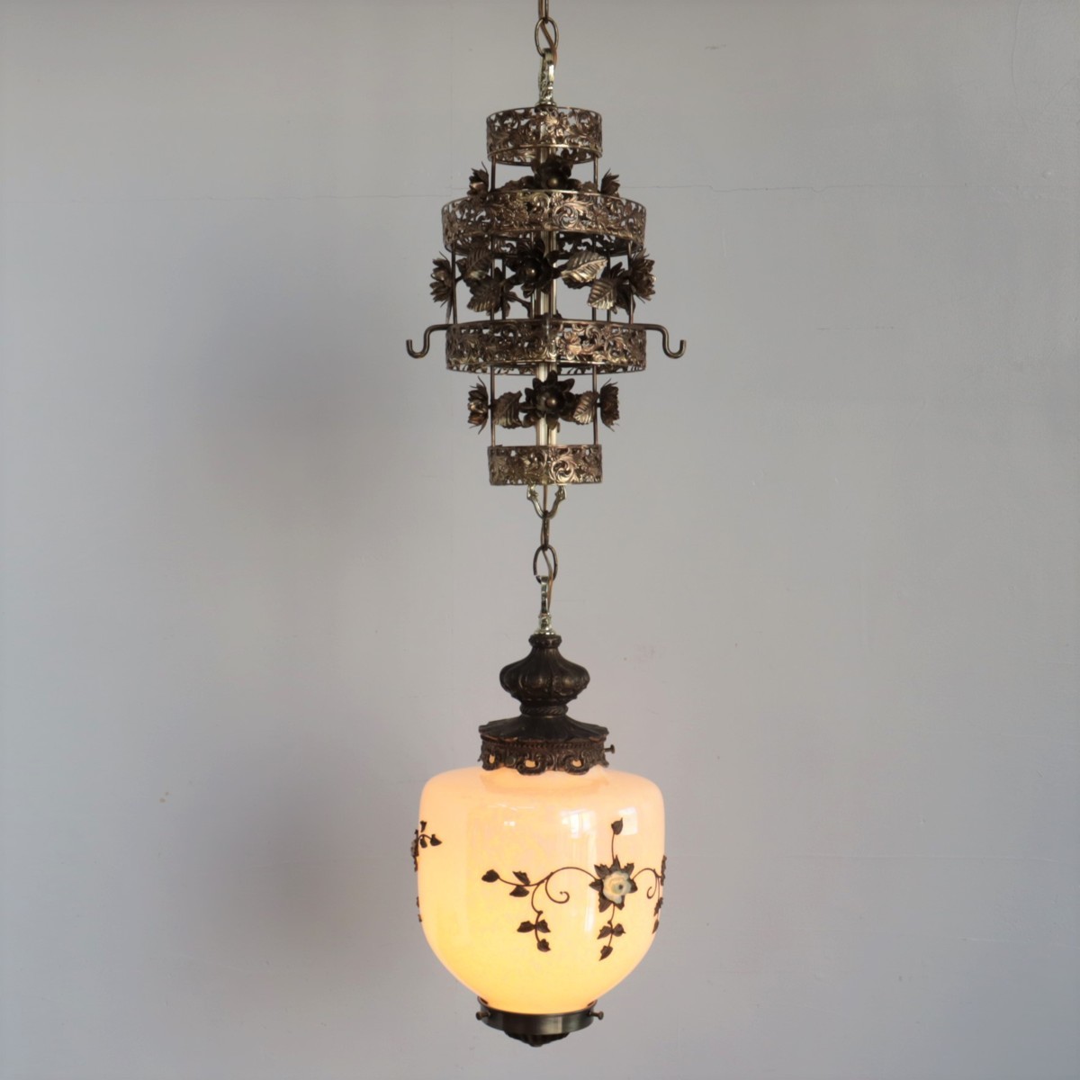 #3962　アメリカ　アンティーク　ペンダントランプ　吊り下げ　日本製電球交換可　間接照明　ライト　カフェ　ヴィンテージ 照明