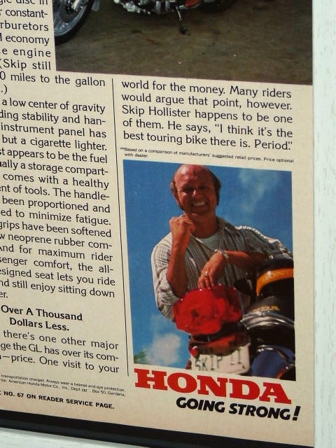 1977年 USA 70s vintage 洋書雑誌広告 額装品 Honda GL1000 ホンダ (A3size) / 検索用 ガレージ 店舗 看板 ディスプレイ 装飾 サイン_画像7