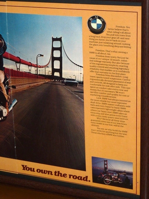 1977年 USA 70s vintage 洋書雑誌広告 額装品 BMW R100S (A3size) / 検索用 ガレージ 店舗 看板 ディスプレイ 装飾 サイン_画像3