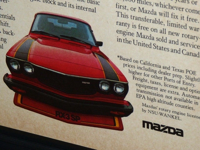 1977年 USA 70s vintage 洋書雑誌広告 額装品 Mazda RX3 SP マツダ サバンナ (A4size) / 検索用 店舗 ガレージ ディスプレイ 看板 装飾の画像4