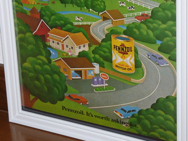 1977 year USA foreign book magazine advertisement frame goods Pennzoil pen zo il (A4size) / for searching FORD GM Dodge VW store garage display signboard equipment ornament autograph 