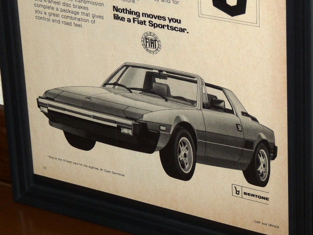 1982年 USA 洋書雑誌広告 額装品 FIAT X1-9 X1/9 フィアット (A4size) / 検索用 BERTONE ベルトーネ 店舗 ガレージ ディスプレイ 看板 装飾_画像3