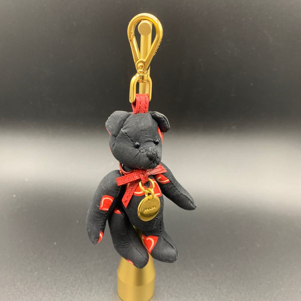 PRADA プラダ キーホルダー バックチャーム クマ ハート ブラック 【美