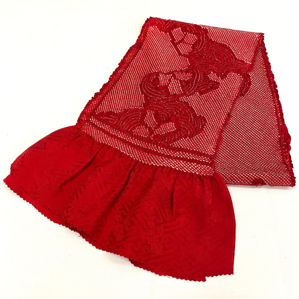 【振袖用/ふりそでよう】【赤/あか/レッド】【帯揚げ/おびあげ】【絹100%】【総絞り/そうしぼり】【模様絞り/もようしぼり】【柄