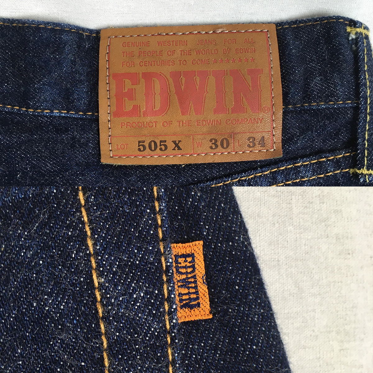 EDWIN Edwin 505X 5505 сделано в Японии Denim брюки джинсы W30 L34 cell biji красный уголок кнопка fly кожа patch 
