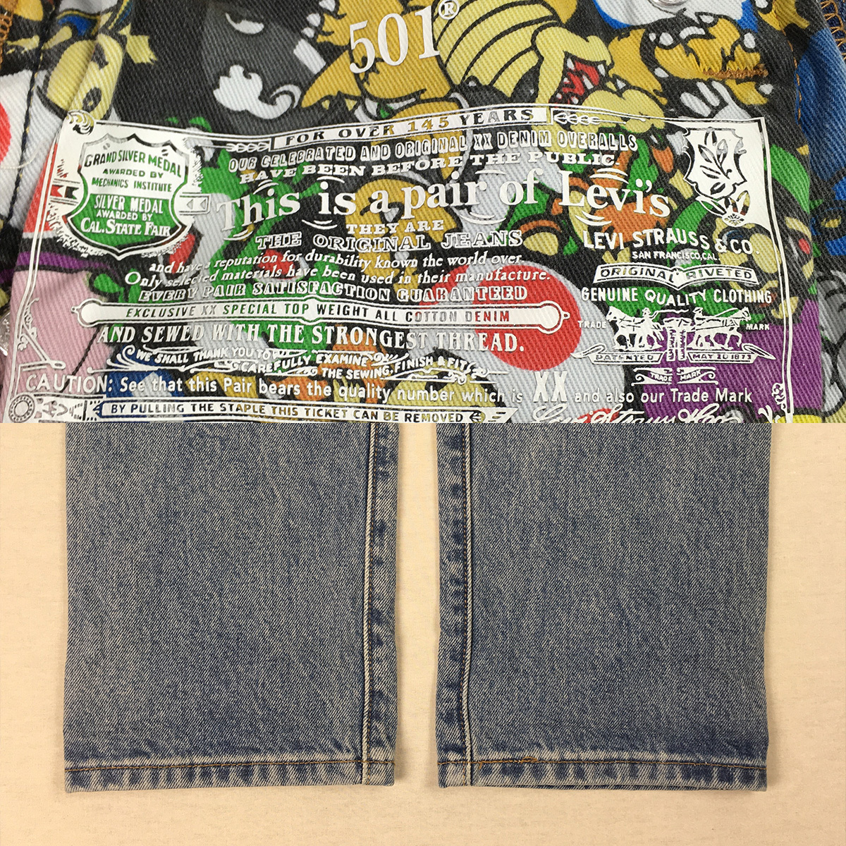 Levi's SUPER MARIO リーバイス スーパーマリオ 501 86337-0000 デニム パンツ ジーンズ W26 L26 ボタンフライ セルビッチ 革パッチ_↓裾から3cmに薄くロールアップ跡あり