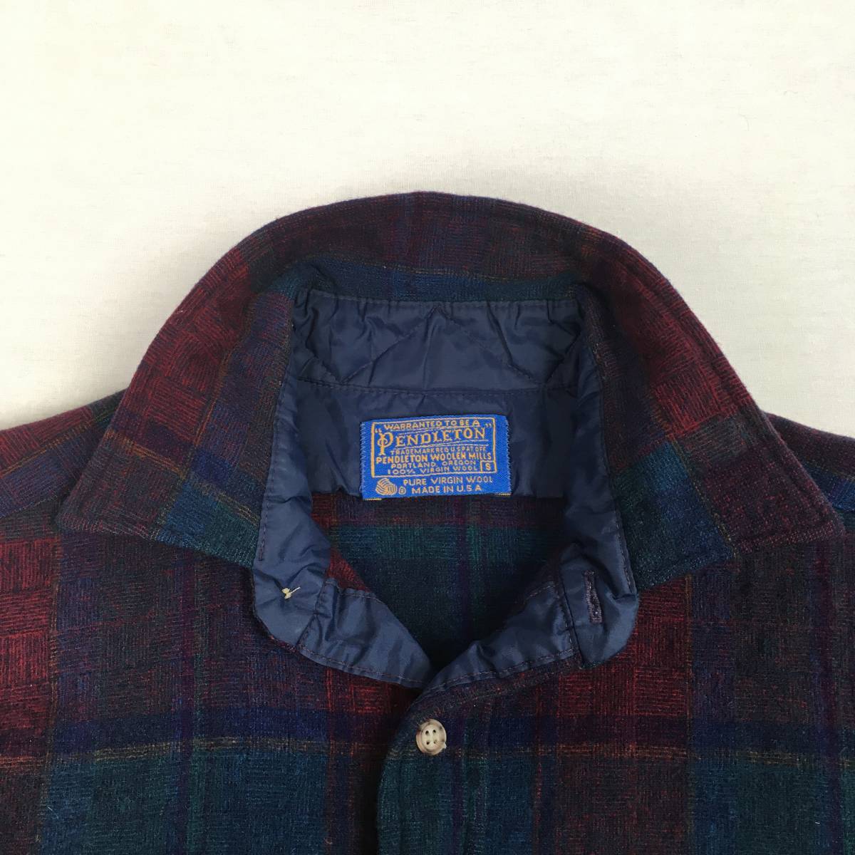 70s】PENDLETON ペンドルトン 米国製 ウールシャツ Sサイズ ブルー