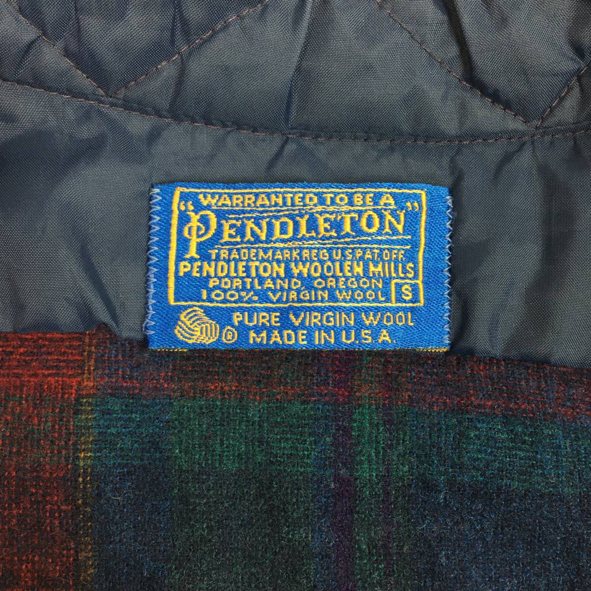 70s】PENDLETON ペンドルトン 米国製 ウールシャツ Sサイズ ブルー