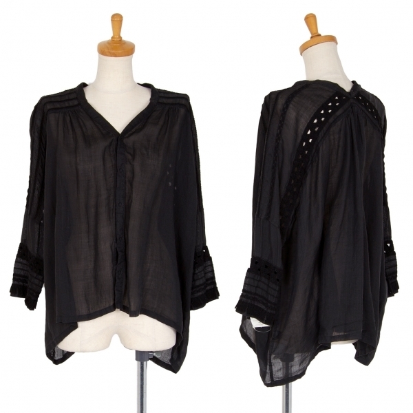  Zucca zucca product dyeing linen blade line tunic blouse . black M [ lady's ]