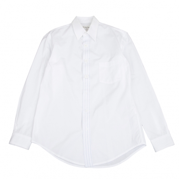 【在庫僅少】 men for ワイズフォーメンY's コットンストライプテープボタンデザインシャツ 【メンズ】 白3 長袖シャツ