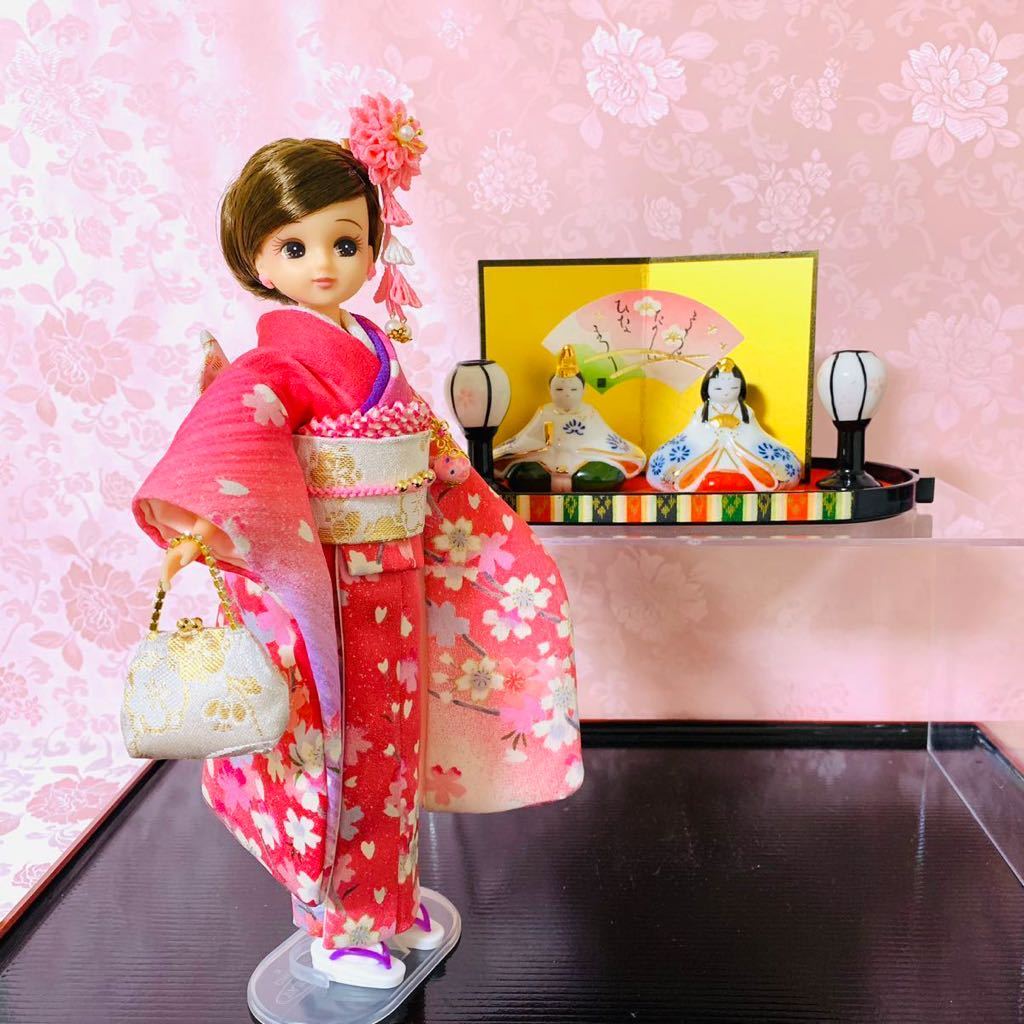 ノヴェルマリー工房】正絹振袖*リカちゃん着物*ブライス着物 ノヴェルマリー工房】正絹振袖*リカちゃん着物*ブライス着物
