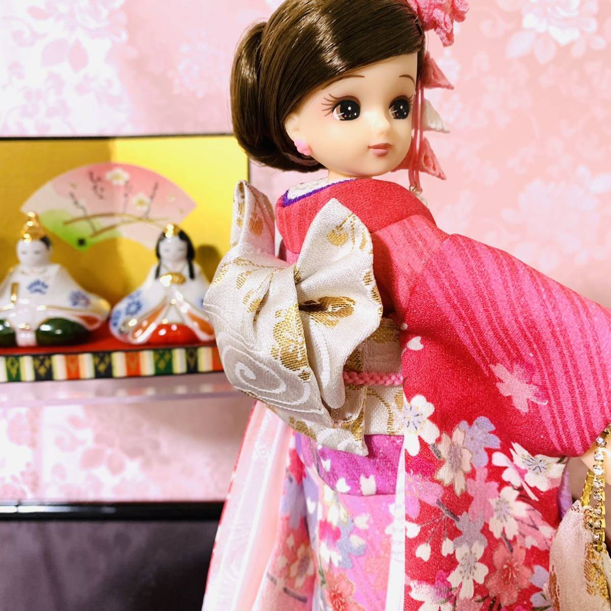 ノヴェルマリー工房】正絹振袖*リカちゃん着物*ブライス着物 ノヴェルマリー工房】正絹振袖*リカちゃん着物*ブライス着物