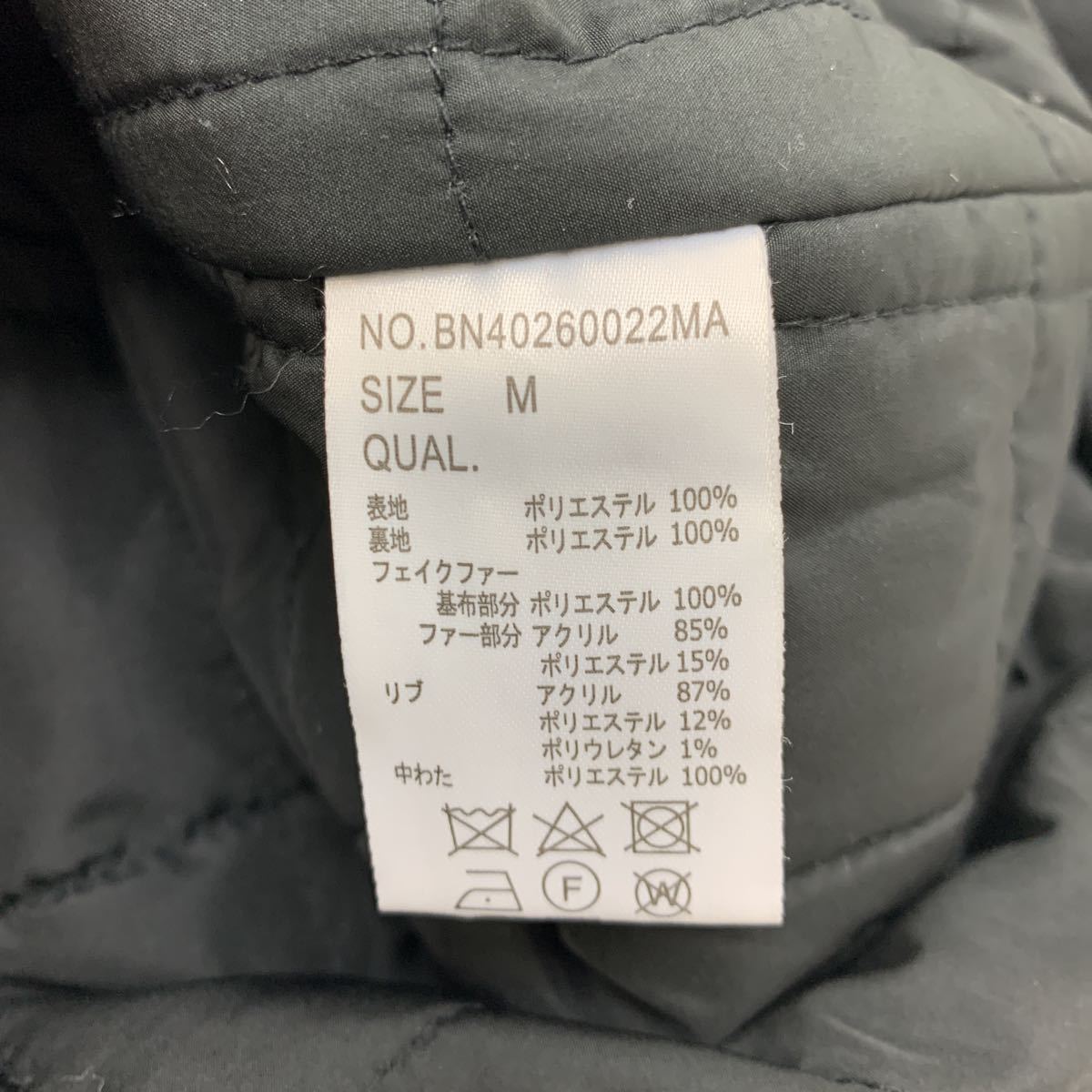バックナンバー BACK NUMBER レディース ブラック モッズコート 中綿