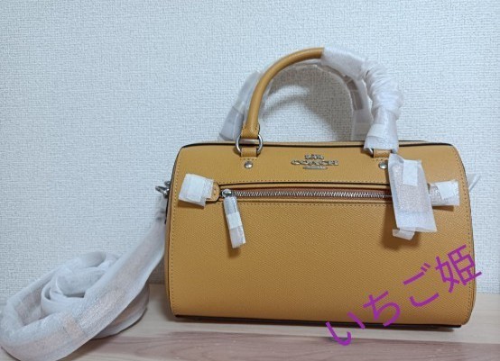 新品未使用 上質レザーのコーチのハンドバッグ coach イエロー 黄色