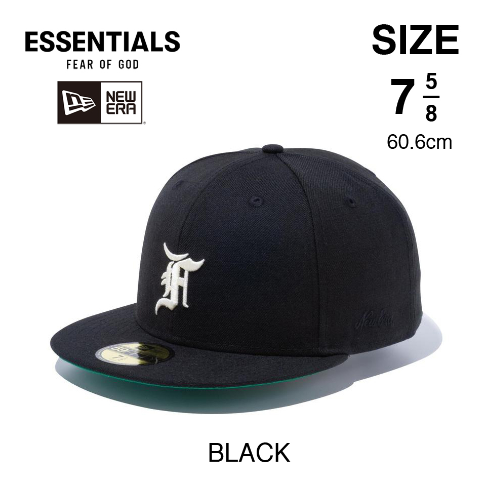 送料無料 新品 7 5/8 黒 NEW ERA x FEAR OF GOD ESSENTIALS 59FIFTY