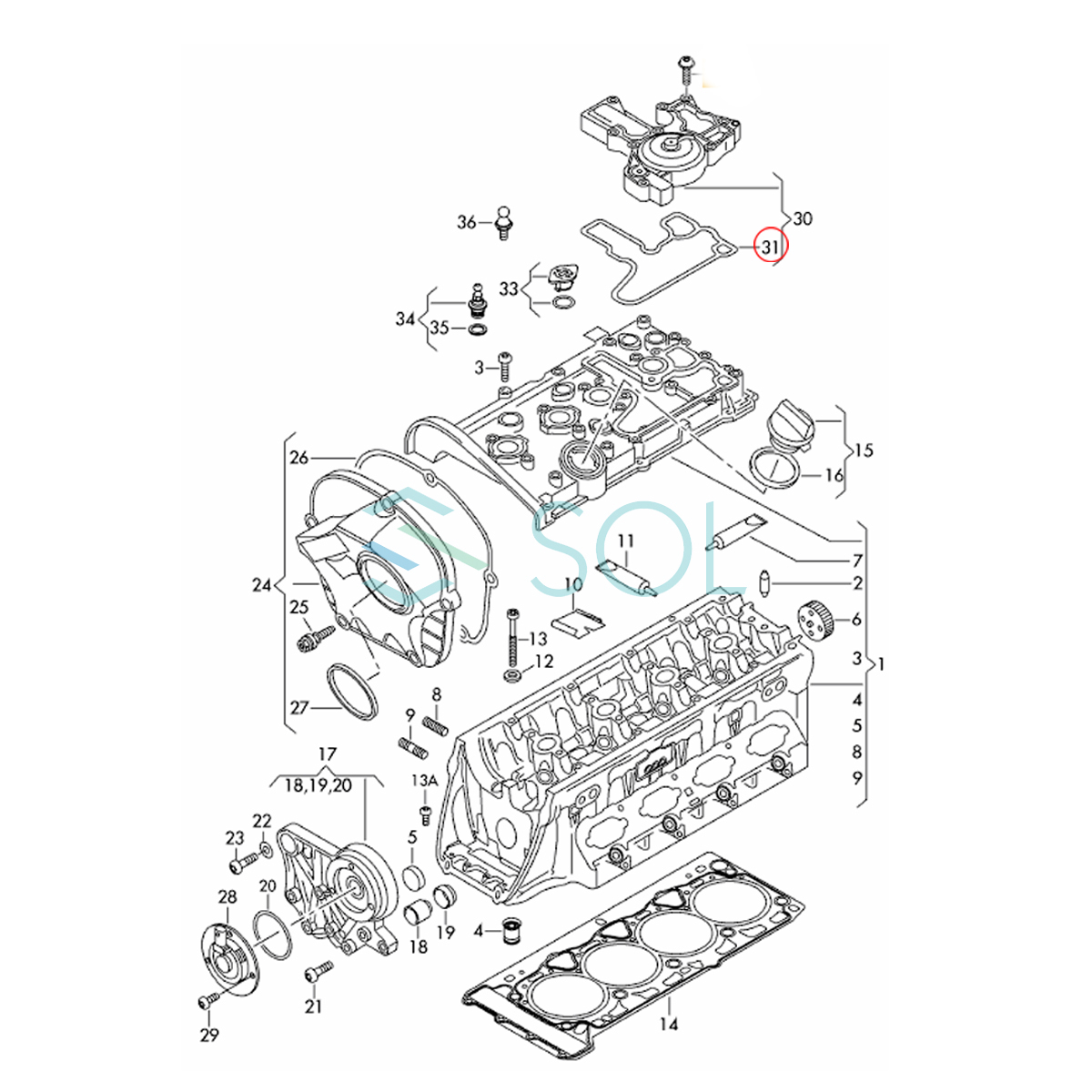 VW パサート(3C2 3C5 362 365) パサートCC(357) ティグアン(5N_) オイルセパレーター ガスケット 06H103484A 出荷締切18時_画像2