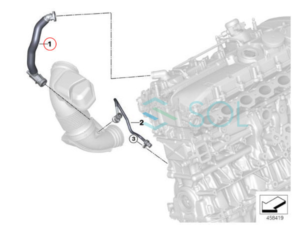 BMW F20 F21 F22 F30 F31 F32 F33 F36 ブリーザーホース ベントホース ベンチレーションホース M140i M240i 340i 440i 11157637521_画像4