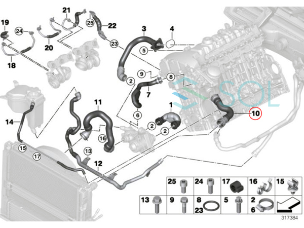 BMW E82 E88 E90 E91 E92 E93 E84 Z4 ラジエーター アッパーホース ウォーターホース クーラントホース 135i 335i 35i 17127540127_画像3