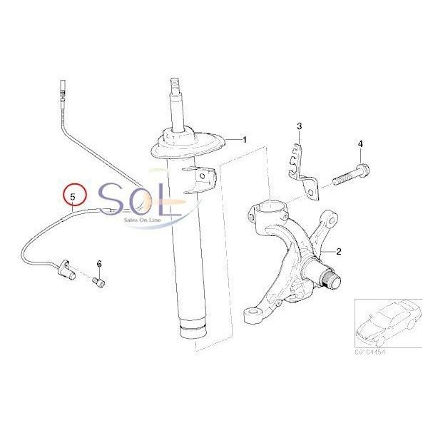 BMW E46 E85 E86 Z4 フロント ABSセンサー スピードセンサー 左側 318i 320i 323i 325i 328i 330i M3 2.2i 2.5i 3.0i 3.0si M 34526792897_画像2