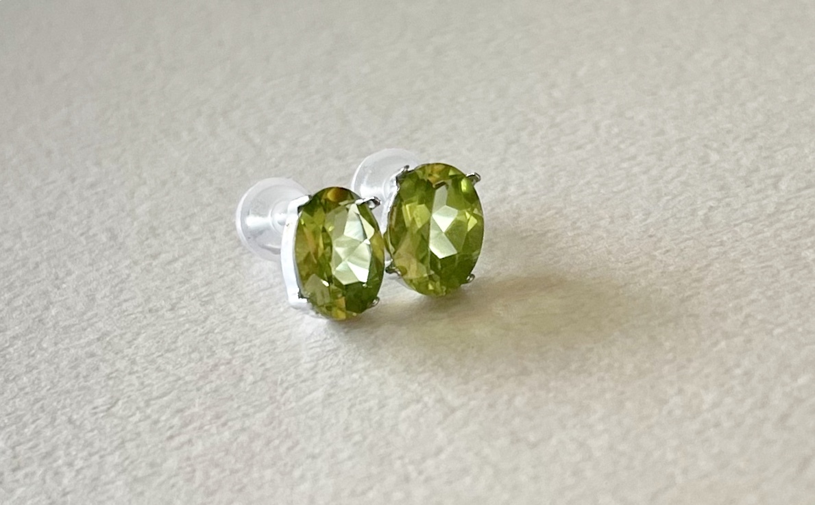  оливин серьги pt900 платина серьги 5mm×7mm овальный серьги оливин серьги 