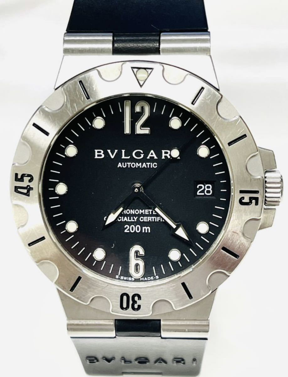 BVLGARI ブルガリ ディアゴノ スクーバ SD38S 腕時計 自動巻 ラバーベルト 黒文字盤 メンズ