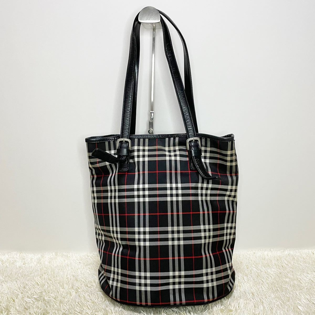 BURBERRY バーバリー トートバッグ 肩掛け チェック柄 キャンバス