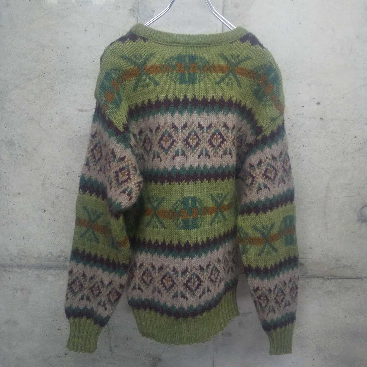 80s カナダ製 総柄 ニット セーター canada wool ウール ノルディック柄 vintage ヴィンテージ ビンテージ used 古着_画像3