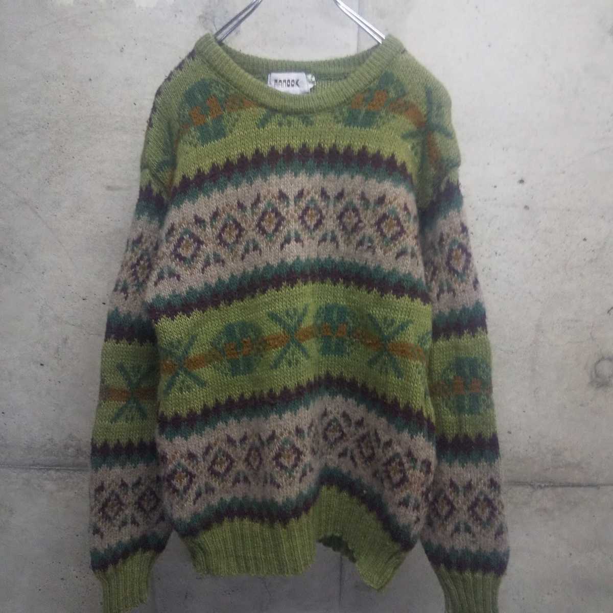 80s カナダ製 総柄 ニット セーター canada wool ウール ノルディック柄 vintage ヴィンテージ ビンテージ used 古着_画像1