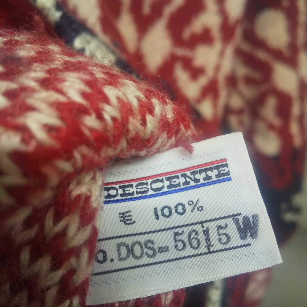80s DESCENTE / デサント スキーニット L ウール ニット セーター 雪柄 総柄 ノルディック ヴィンテージ ビンテージ vintage レトロ used