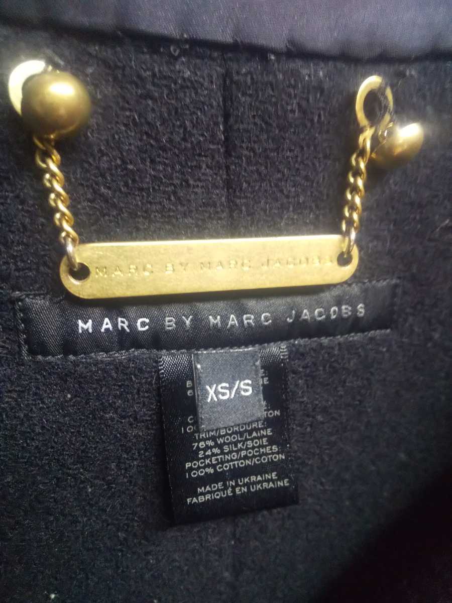 marc by marc jacobs マークジェイコブズ ノーカラーコート XS 七分丈 Aライン ロングコート ポンチョ _画像2