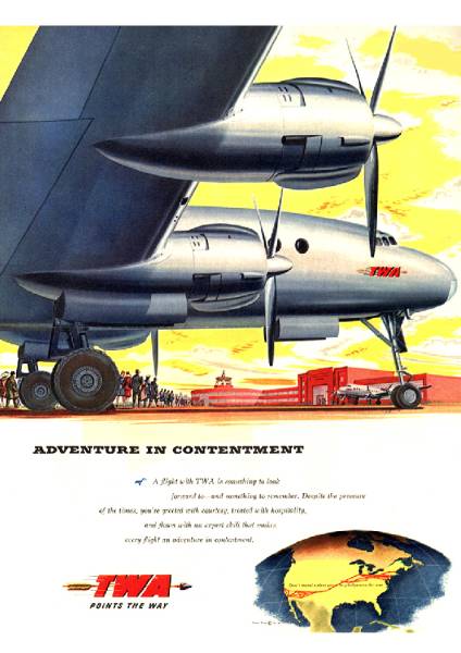 ●209F　1945年のレトロ広告　TWA航空　TRANS WORLD AIRLINES_画像1