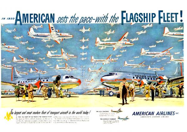 ●151F　1950年のレトロ広告 アメリカン航空　AMERICAN AIRLINES_画像1