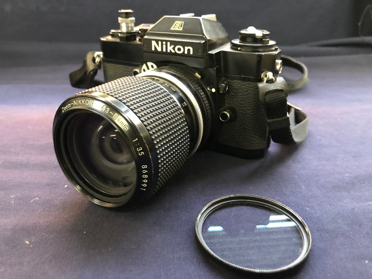o-CAM-00002 Nikon ニコEL ブラックボデZoom-NIKKOR 43-86mm 1:3.5 レンズ付フィルムカメ動作確認済 ニコン