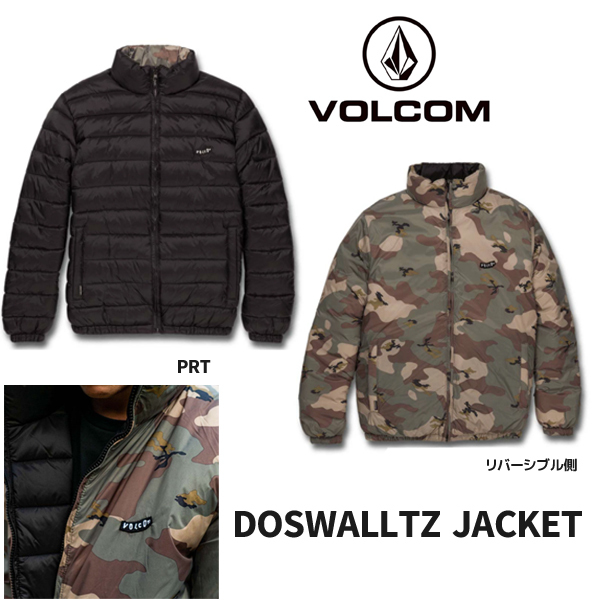 送料無料！2021【 VOLCOM 】　ボルコム　DOSWALLTZ JACKET 　リバーシブルモックネックパフジャケット　BLACK/CAMO　正規品