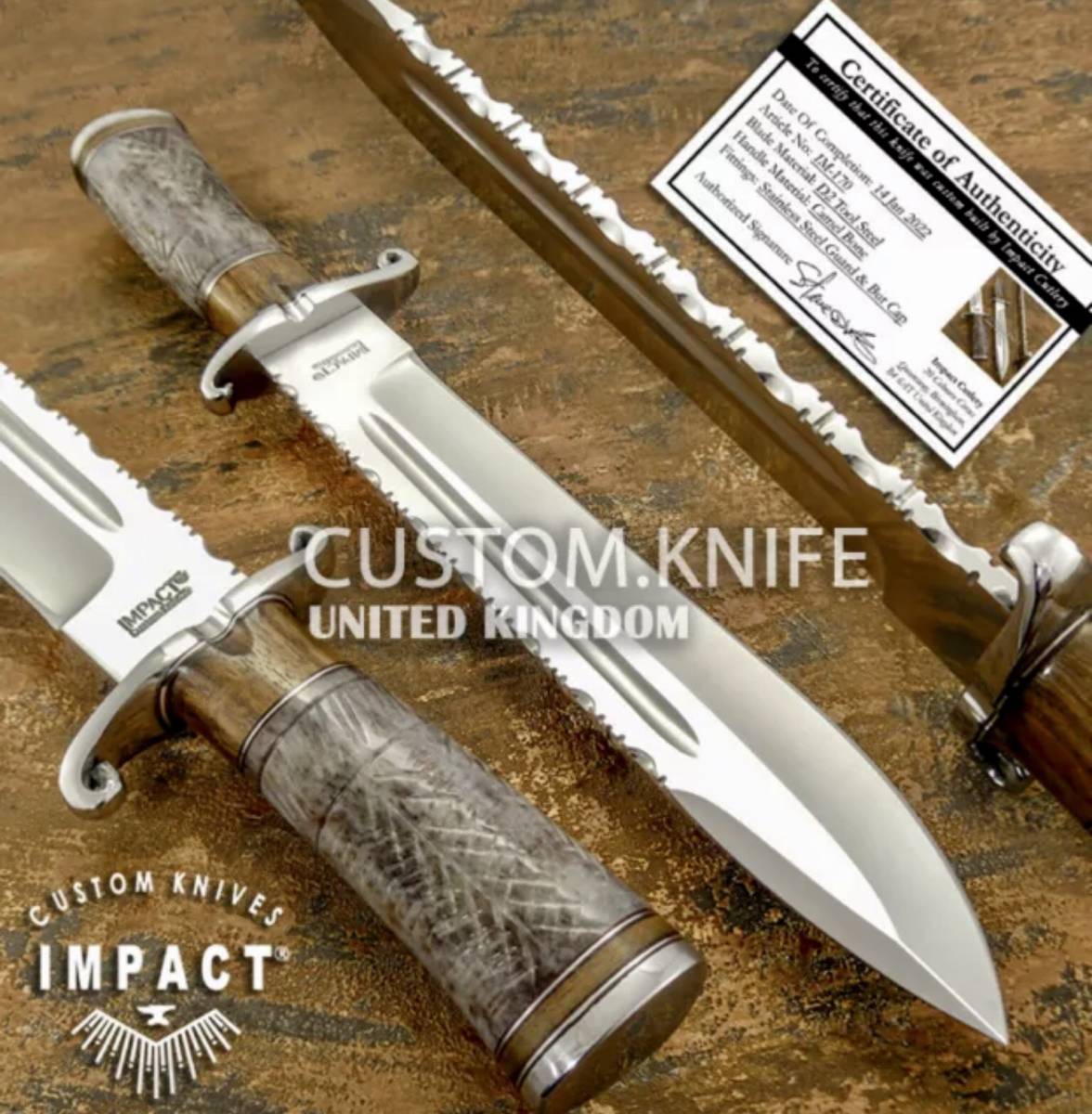 ☆全長41cm イギリス IMPACT製 カスタムナイフ キャメルボーン ☆全長41cm イギリス IMPACT製 カスタムナイフ キャメルボーン