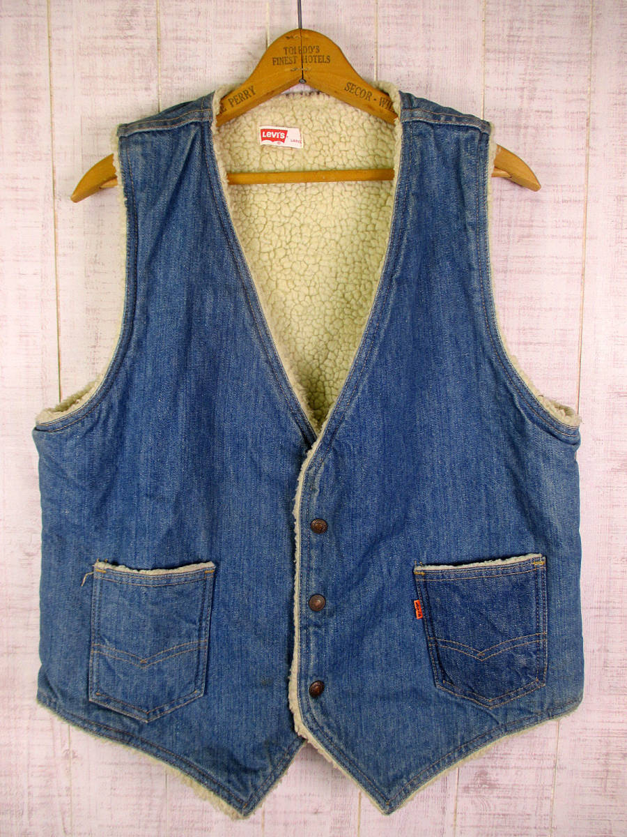 70's　Levi’ｓ　リーバイス　デニムベスト　ボア　Ｌ　USA製