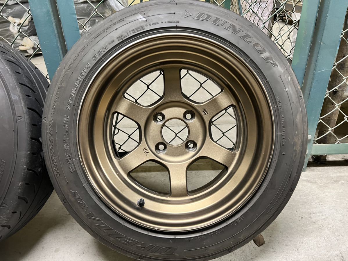 【絶版 希少】RAYS TE37V 14インチ 8J +0 PCD100 4H ブロンズ 185/60/14 DUNLOP ZⅢ 2本