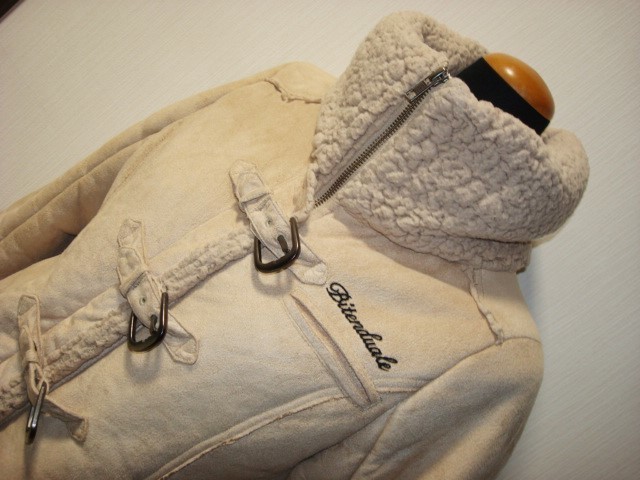 # BACKS back s lady's boa jacket Zip up fastener blouson suede style mouton coat free size S M beige 