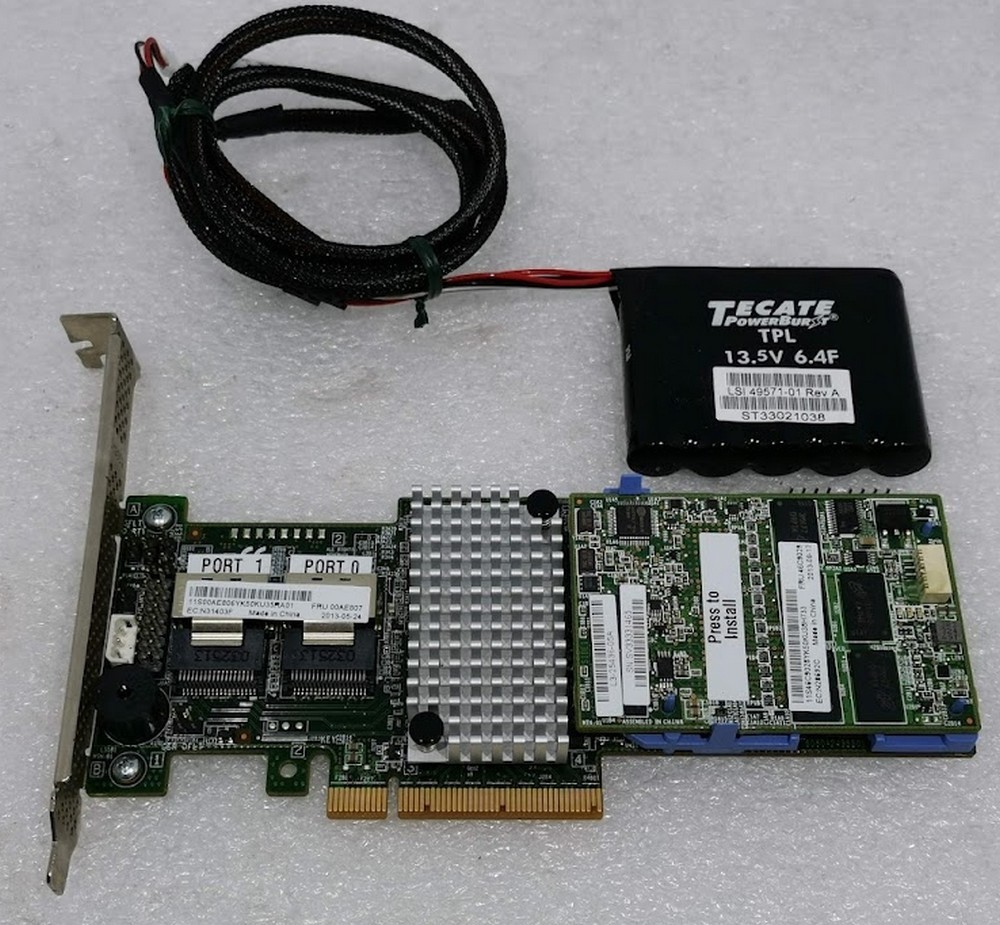●IBM ServeRAID M5110 RAID HBA [P/N:00AE807] (1GB Cache内蔵 46C9029 /バッテリ付) 通常ブラケットタイプ