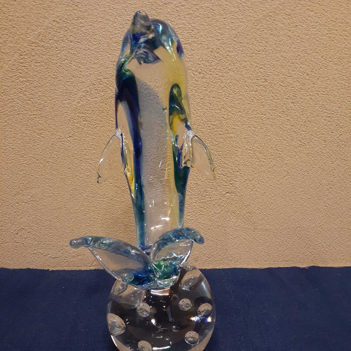 ムラノガラス イルカ ムラーノガラス オブジェ 約35cm×28cm×11cm_画像3
