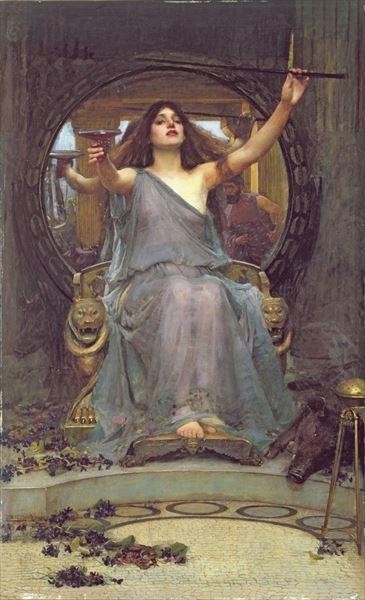 油絵 John William Waterhouse_ ユリシーズにカップを提供するキルケー