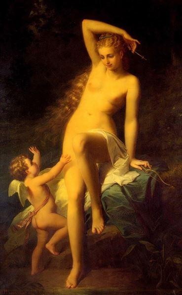 油絵 Pierre Paul Emmanuel de Pommayrac_愛らしい妖精 MA2636-