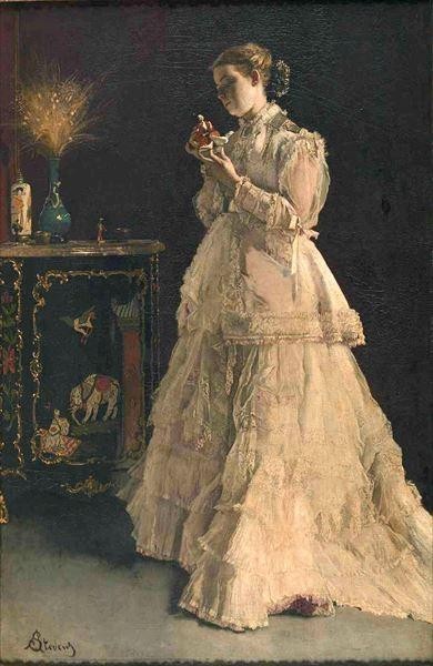 油絵 Alfred Stevens - 日本人形と婦人 ma1787 | www.jalifinance.com