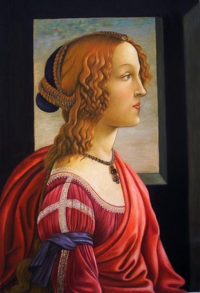 油絵 ボッティチェリの名作_若い婦人の肖像（シモネッタ・ヴェスプッチ