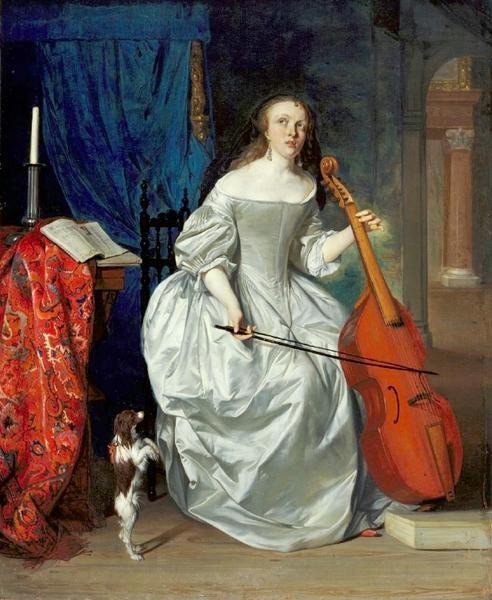 油絵 Metsu Gabriel_ビオラを奏でる女性 ma1120_画像1