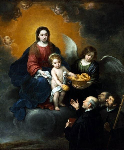 油絵 ムリーリョの名作_巡礼者にパンを配布する幼児キリスト MA3078
