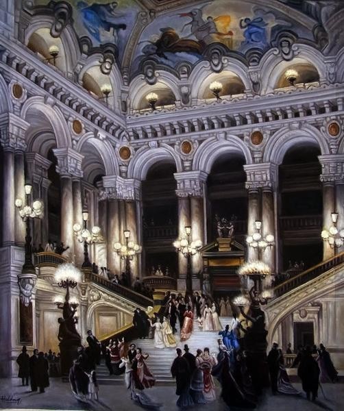 油絵 ジャン・ベロー_ パリオペラ座の階段 MA2747