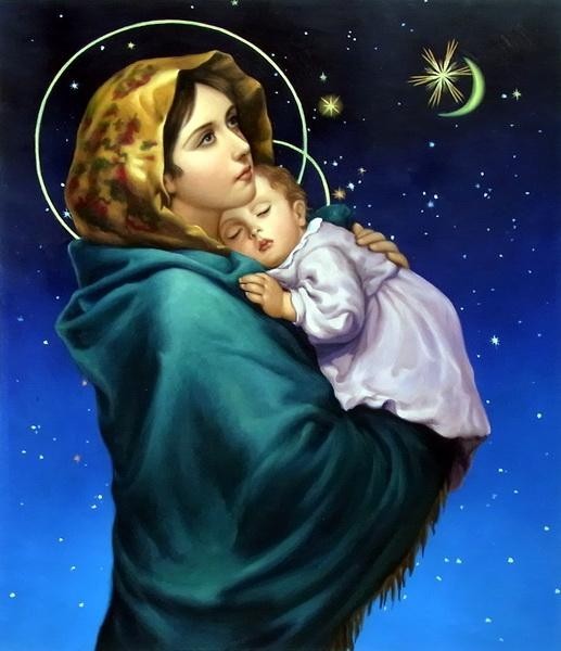油絵　ロベルト・フェルツィ_星空の聖母 ma1425_画像1