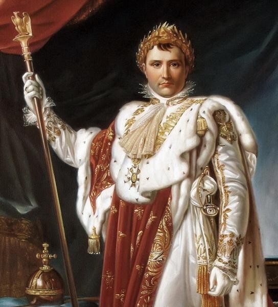 油絵 フランソワ・ジェラールの名作 載冠式の正装の皇帝ナポレオン